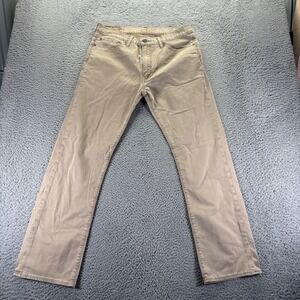Levis 513 Chino Pants Mens 36x32 Beige Cotton Stretch Slim Fit Workwear